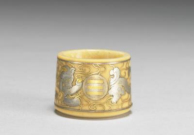 图片[2]-Ivory thumb ring with gold and silver inlay, with red sandalwood box, Qing dynasty, Qianlong reign (1736-1795)-China Archive